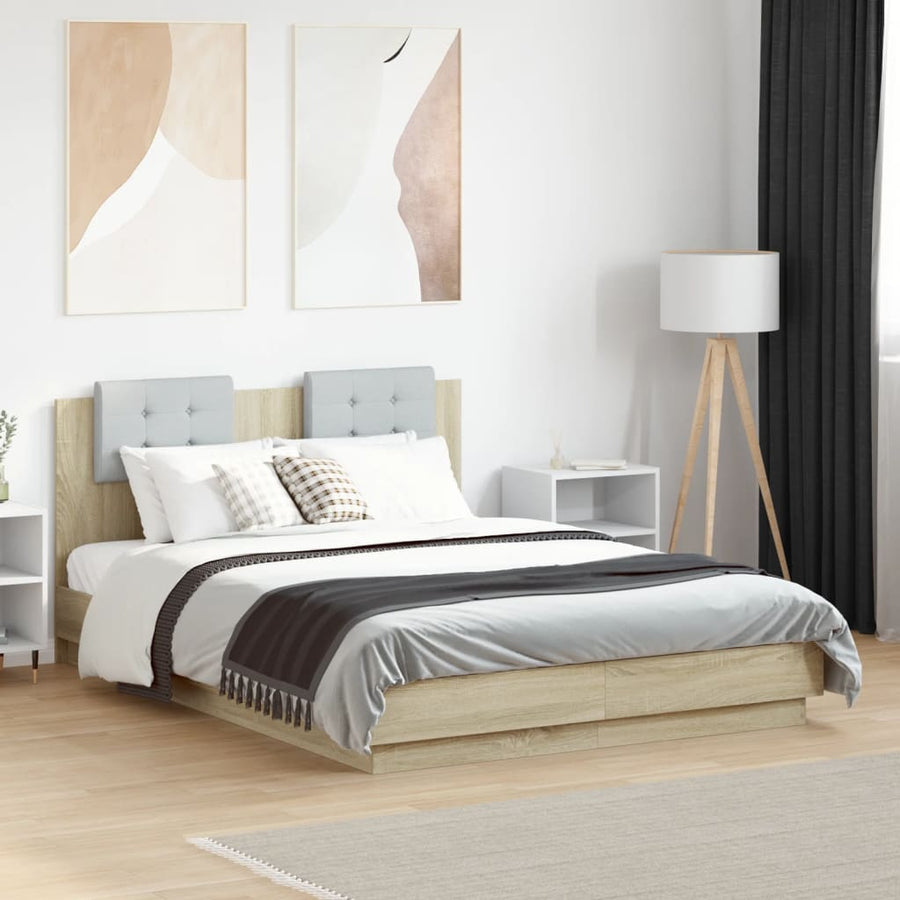 Bedframe met hoofdeinde bewerkt hout sonoma eiken 140x190 cm