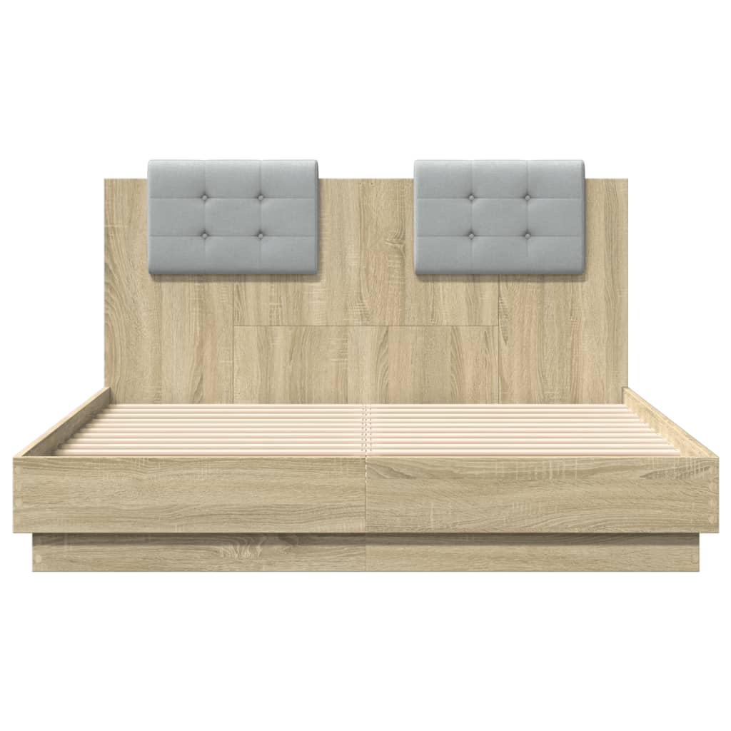 Bedframe met hoofdeinde bewerkt hout sonoma eiken 140x190 cm