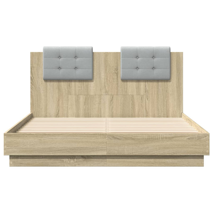 Bedframe met hoofdeinde bewerkt hout sonoma eiken 140x190 cm