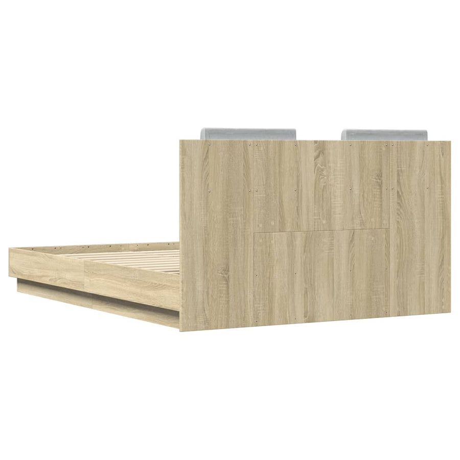 Bedframe met hoofdeinde bewerkt hout sonoma eiken 140x190 cm