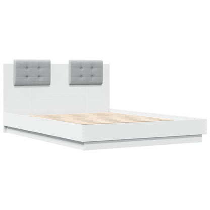 Bedframe Met Hoofdeinde Bewerkt Hout Wit 135X190 Cm
