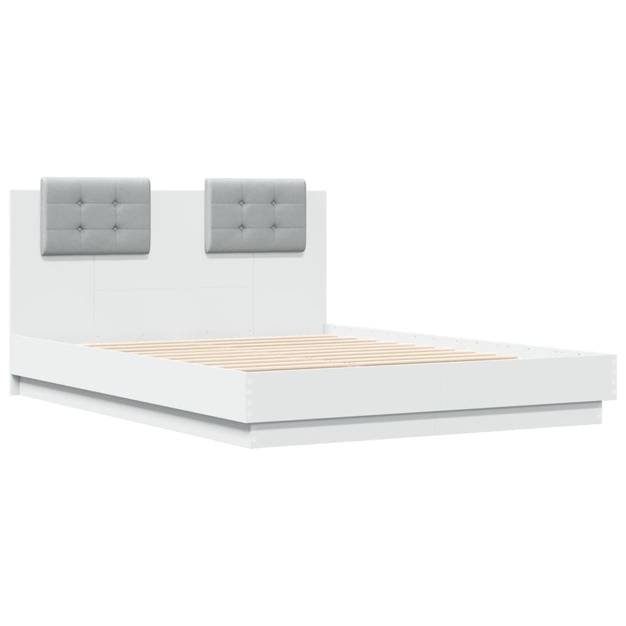 Bedframe Met Hoofdeinde Bewerkt Hout Wit 135X190 Cm