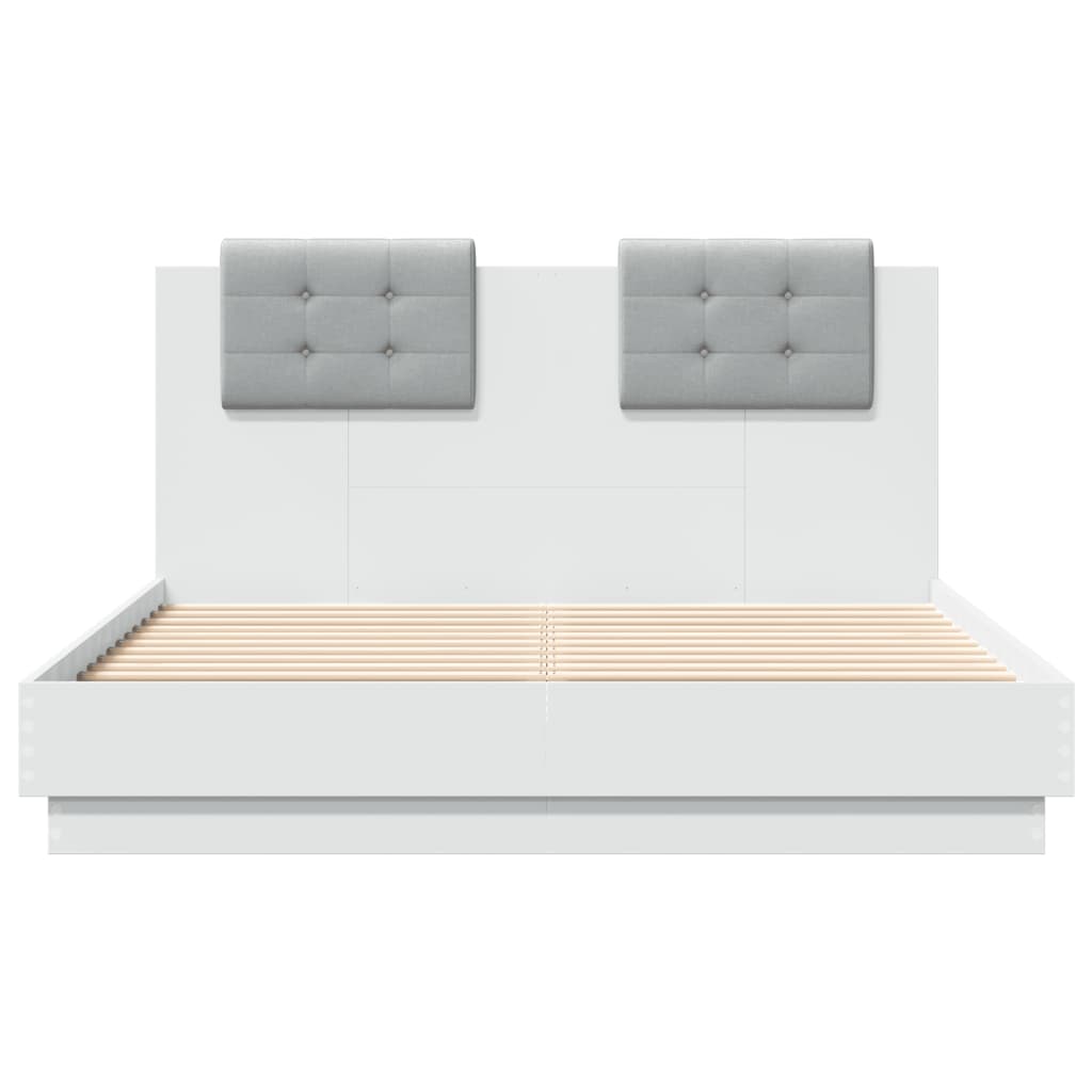 Bedframe Met Hoofdeinde Bewerkt Hout Wit 135X190 Cm