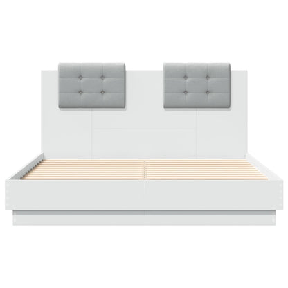 Bedframe Met Hoofdeinde Bewerkt Hout Wit 135X190 Cm