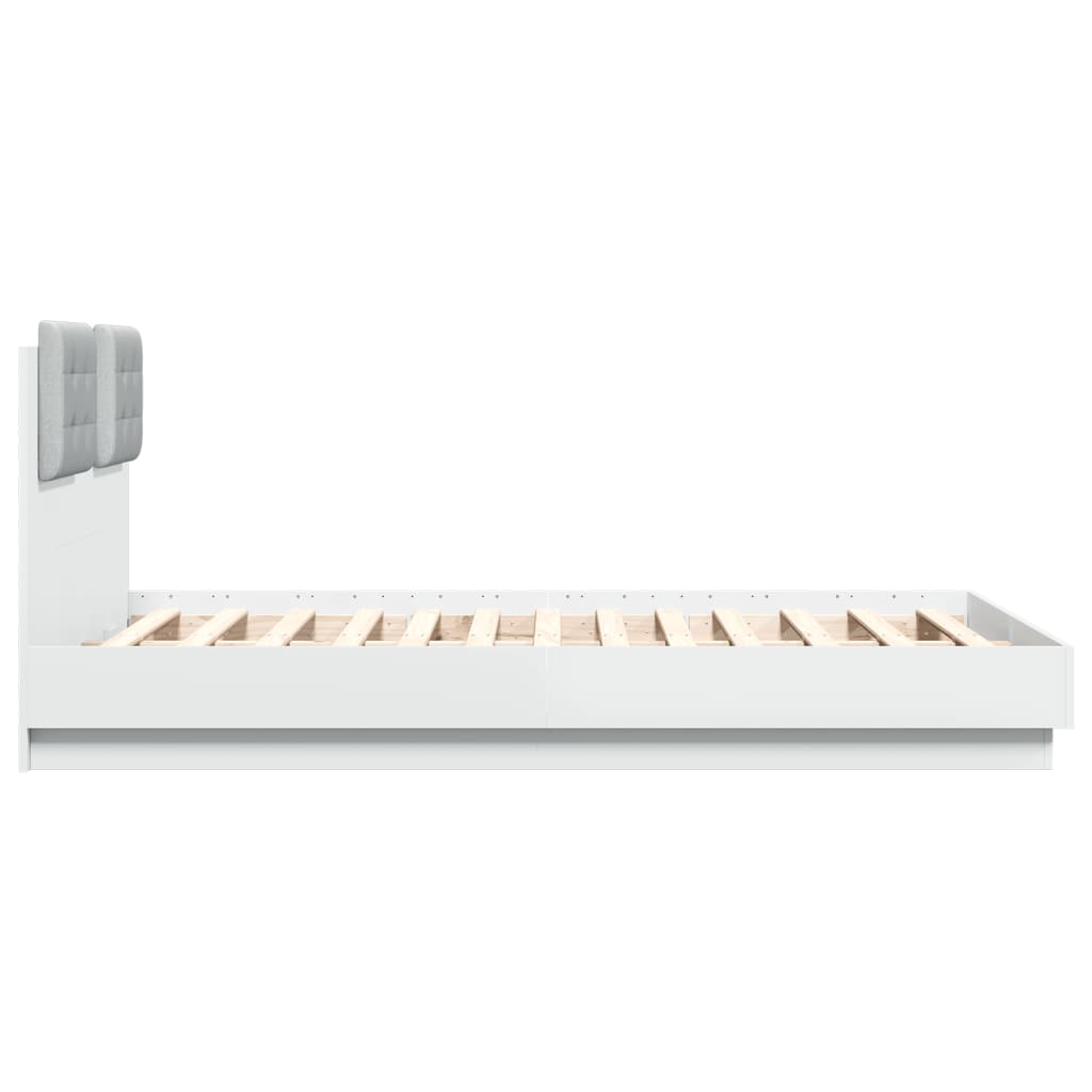 Bedframe Met Hoofdeinde Bewerkt Hout Wit 135X190 Cm