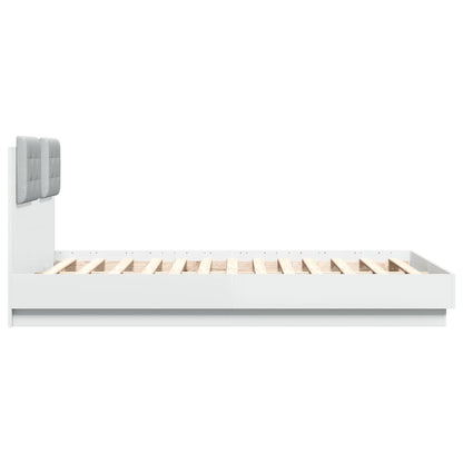 Bedframe Met Hoofdeinde Bewerkt Hout Wit 135X190 Cm