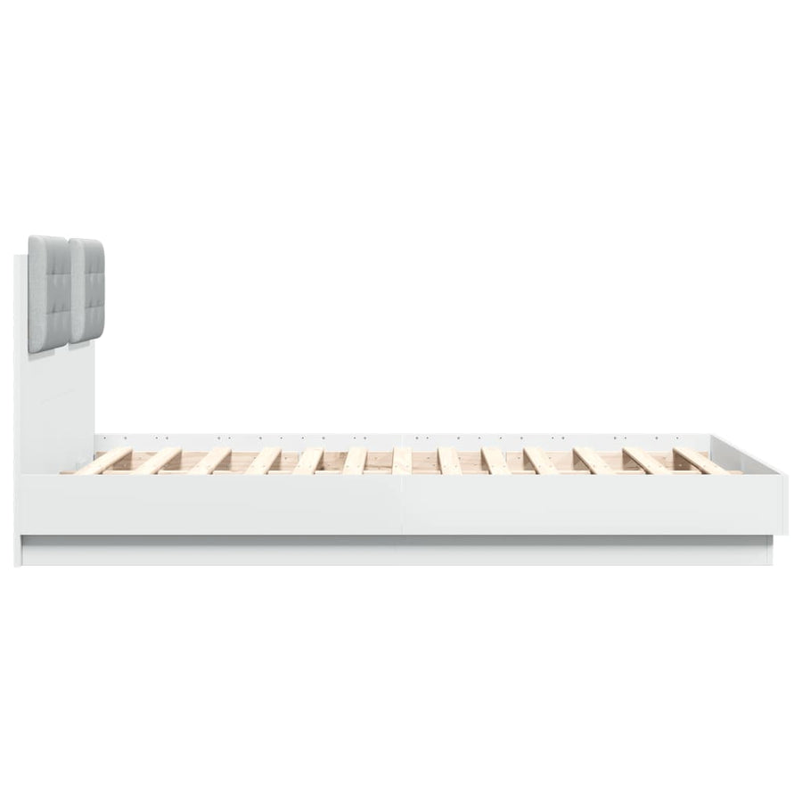 Bedframe Met Hoofdeinde Bewerkt Hout Wit 135X190 Cm