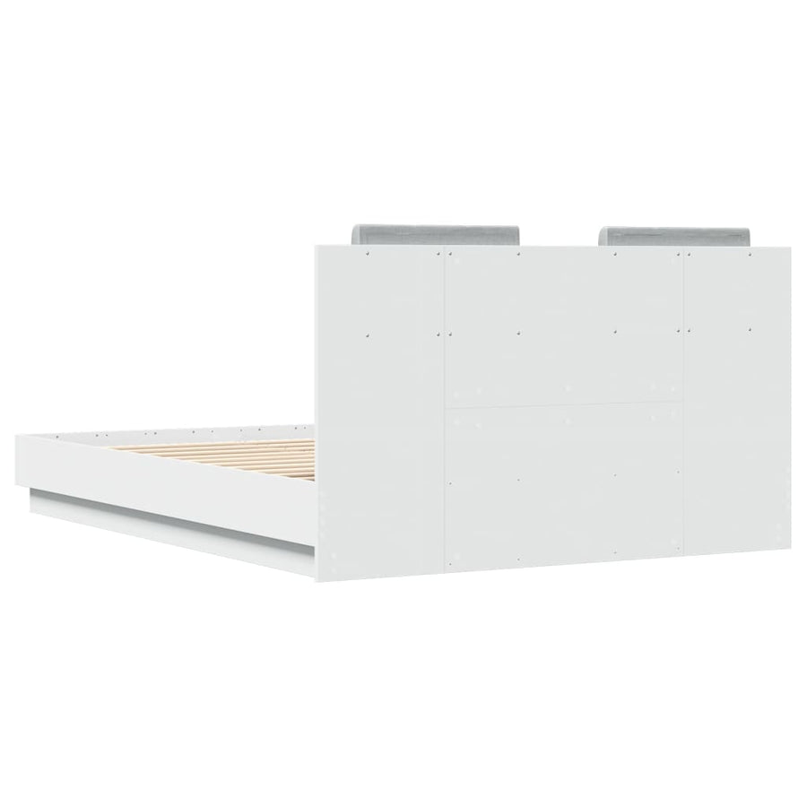 Bedframe Met Hoofdeinde Bewerkt Hout Wit 135X190 Cm