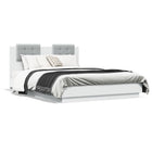 Bed frame with headboard carved wood white 135x190 cm