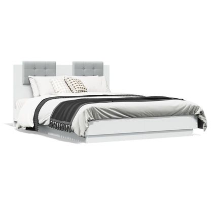 Bedframe Met Hoofdeinde Bewerkt Hout Wit 135X190 Cm