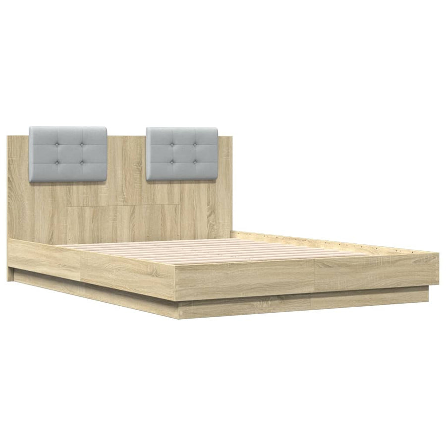 Bedframe Met Hoofdeinde Bewerkt Hout Sonoma Eiken 135X190 Cm