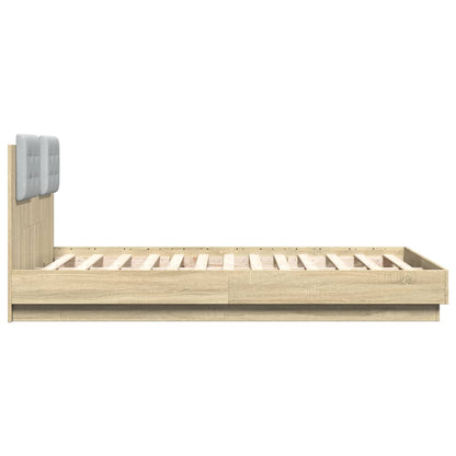 Bedframe Met Hoofdeinde Bewerkt Hout Sonoma Eiken 135X190 Cm