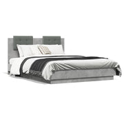 Bedframe 135x190 cm bewerkt hout betongrijs