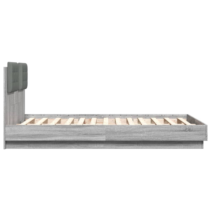 Bedframe Met Hoofdeinde Grijs Sonoma Eiken 135X190 Cm