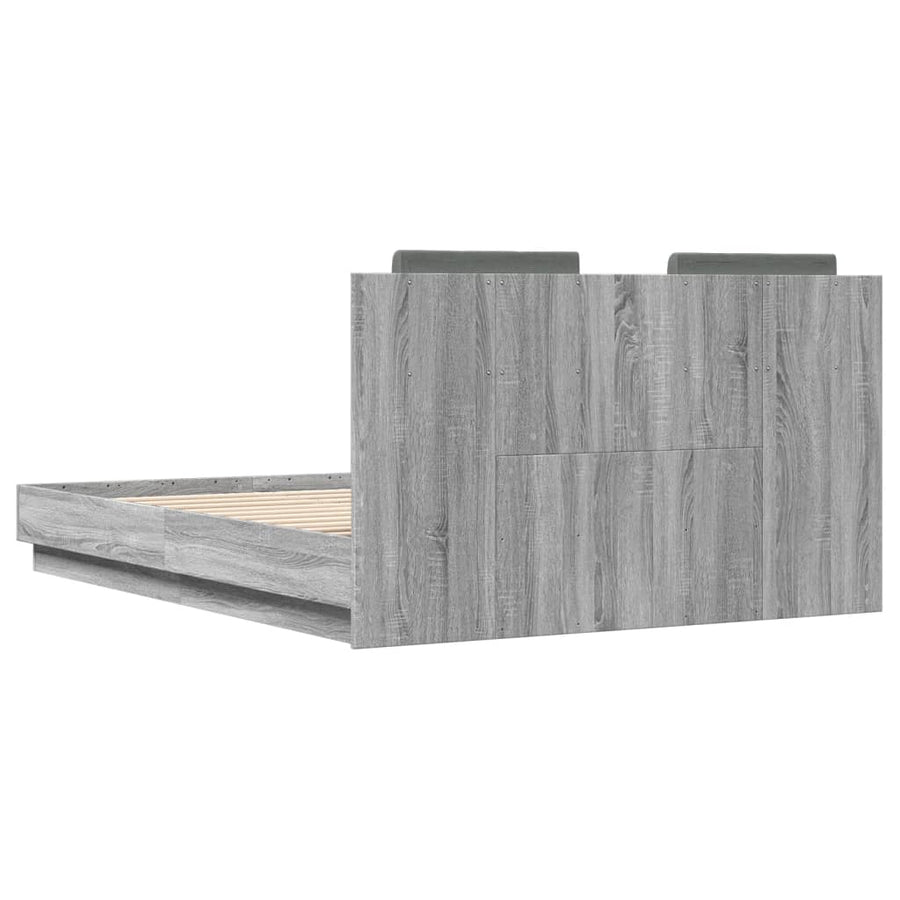 Bedframe Met Hoofdeinde Grijs Sonoma Eiken 135X190 Cm