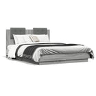 Bedframe 135x190 cm grijs sonoma eiken met hoofdbordkussen