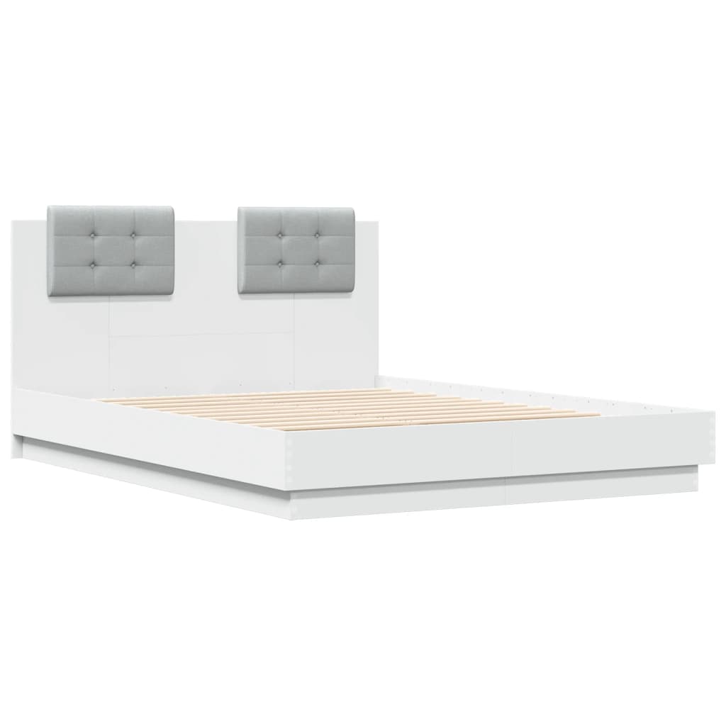 Bedframe met hoofdeinde bewerkt hout wit 120x190 cm