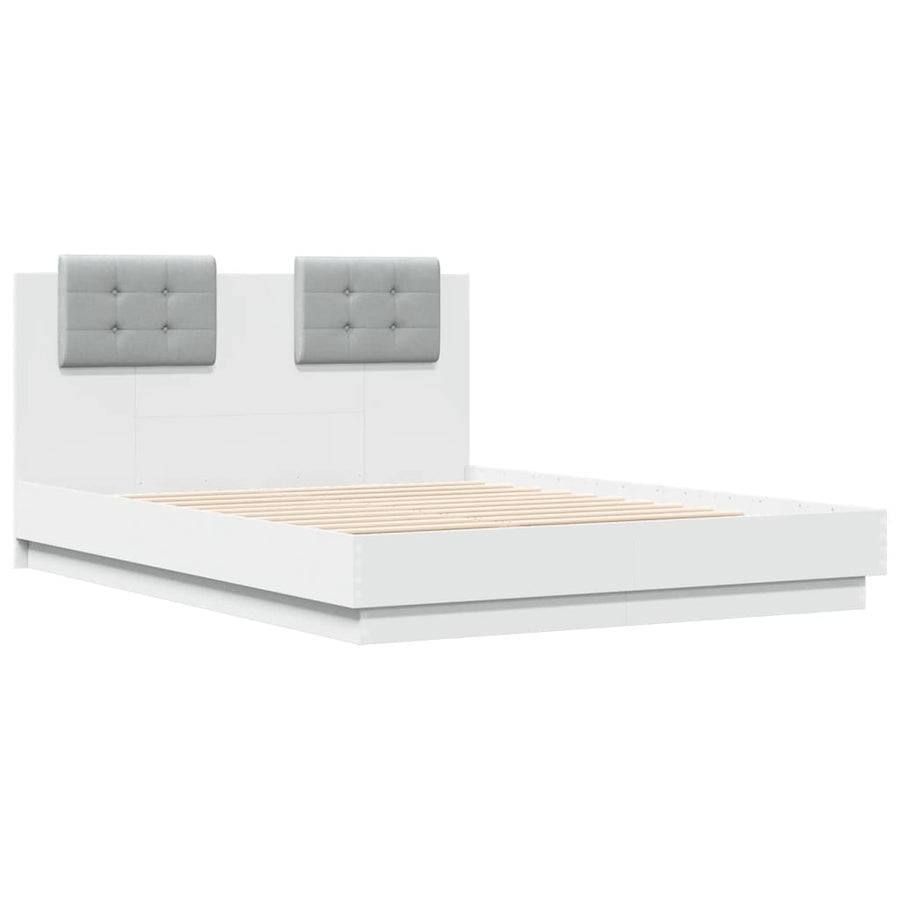 Bedframe met hoofdeinde bewerkt hout wit 120x190 cm