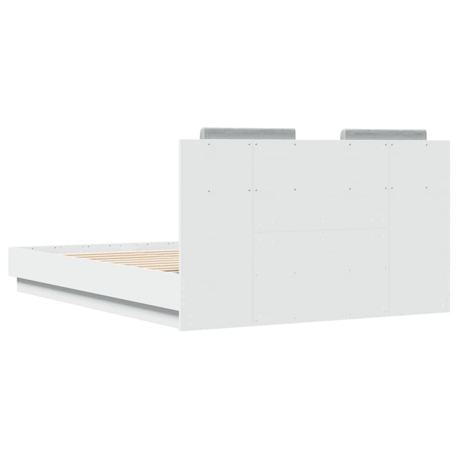 Bedframe met hoofdeinde bewerkt hout wit 120x190 cm