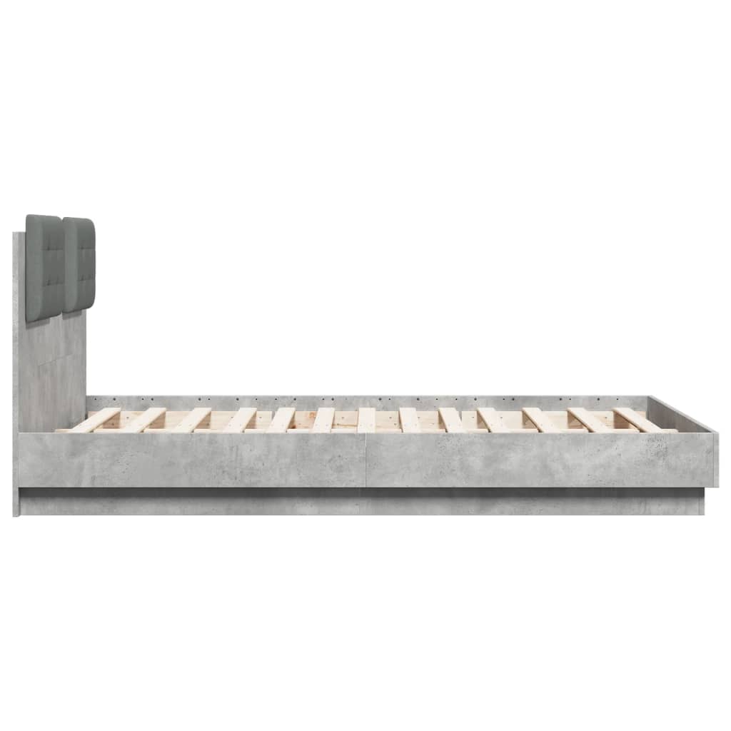 Bedframe met hoofdeinde bewerkt hout betongrijs 120x190 cm