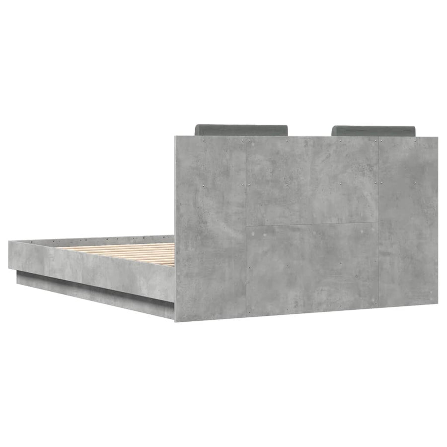 Bedframe met hoofdeinde bewerkt hout betongrijs 120x190 cm