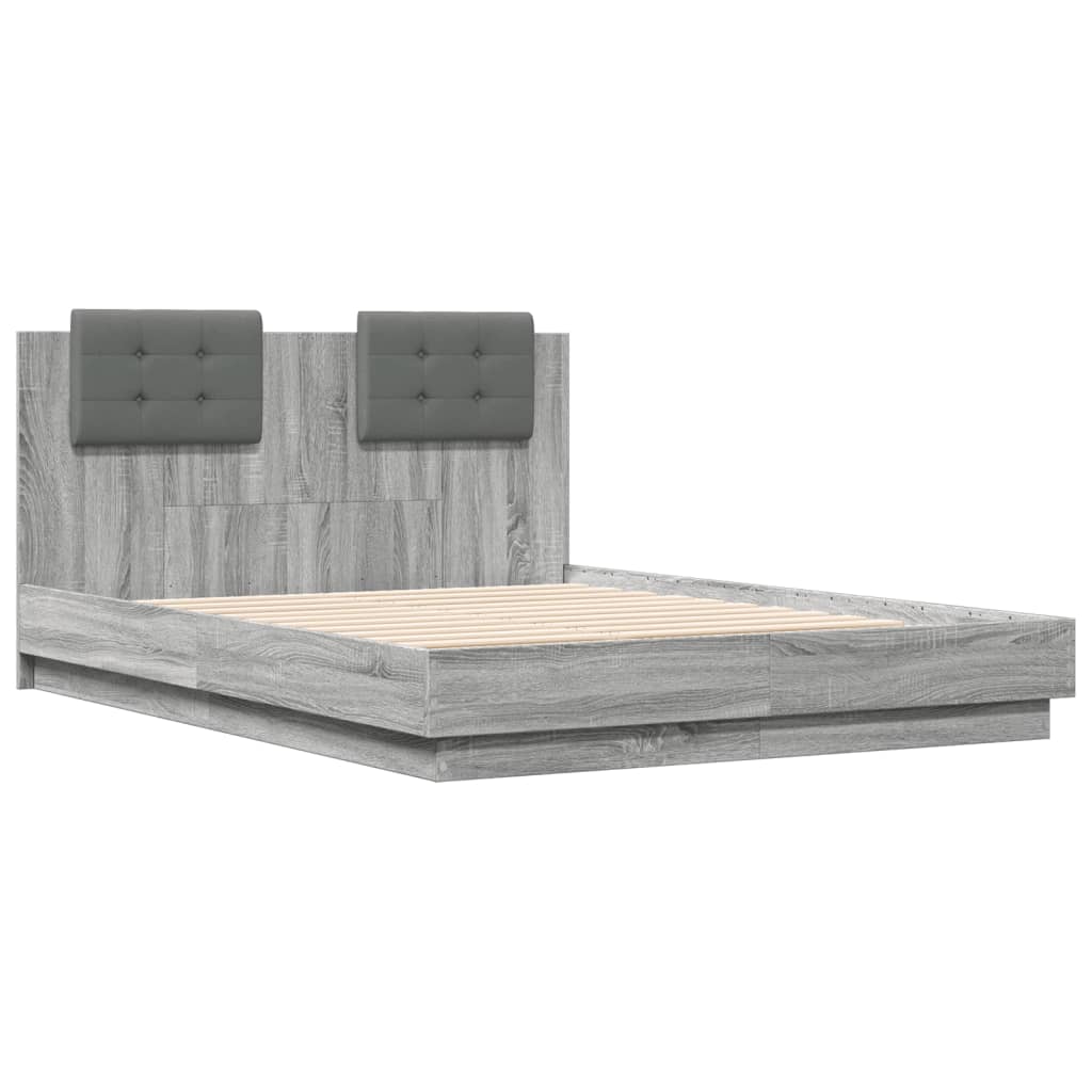 Bedframe met hoofdeinde grijs sonoma eiken 120x190 cm