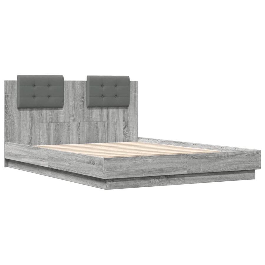 Bedframe met hoofdeinde grijs sonoma eiken 120x190 cm