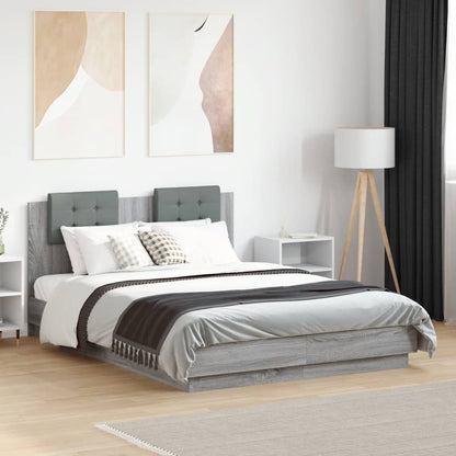 Bedframe met hoofdeinde grijs sonoma eiken 120x190 cm