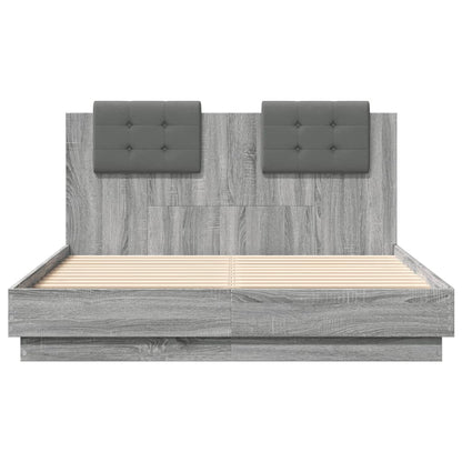 Bedframe met hoofdeinde grijs sonoma eiken 120x190 cm