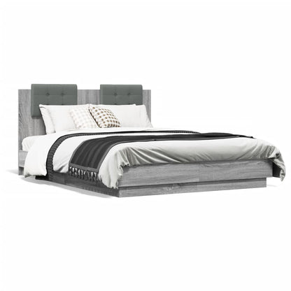 Bedframe met hoofdeinde grijs sonoma eiken 120x190 cm