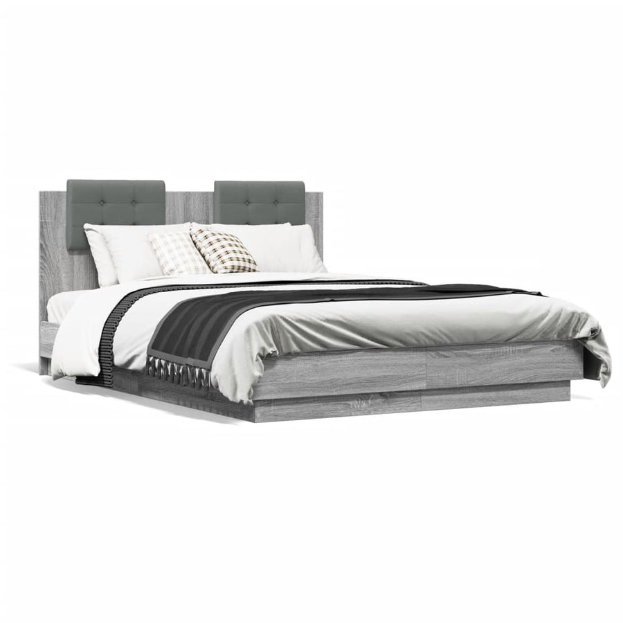 Bedframe met hoofdeinde grijs sonoma eiken 120x190 cm