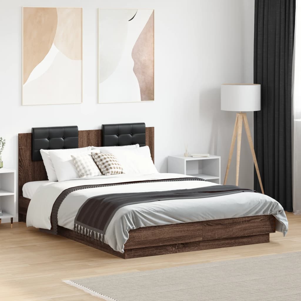Bedframe met hoofdeinde bruin eikenkleurig 120x190 cm