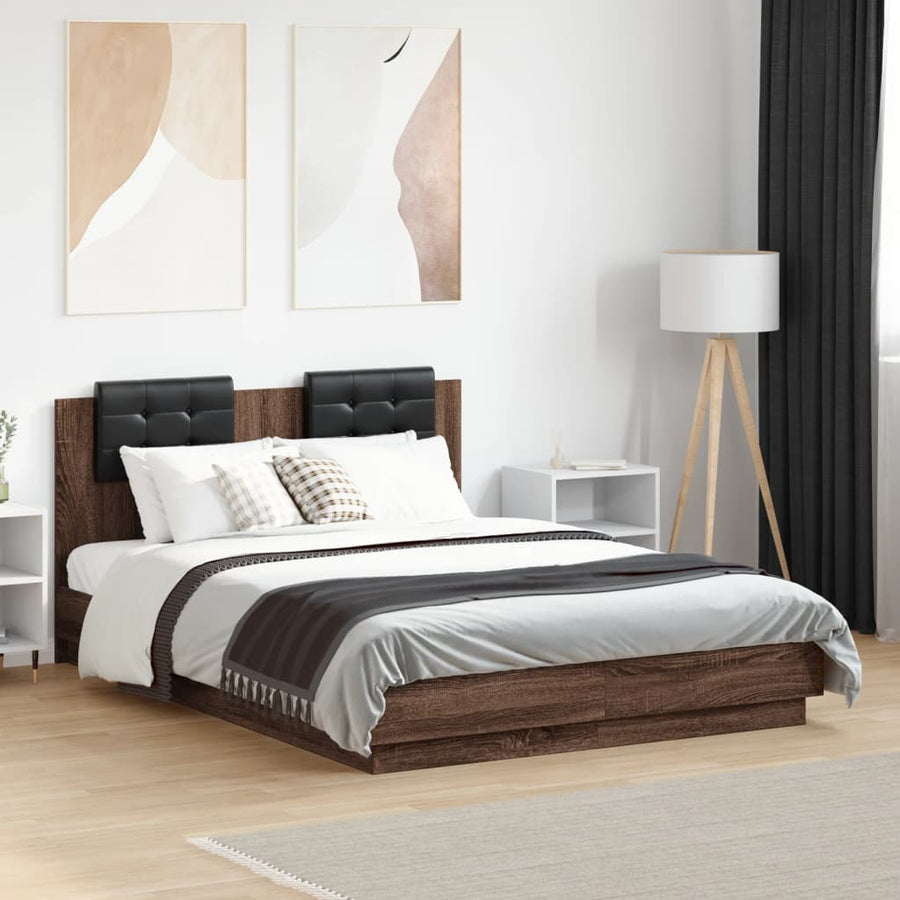 Bedframe met hoofdeinde bruin eikenkleurig 120x190 cm