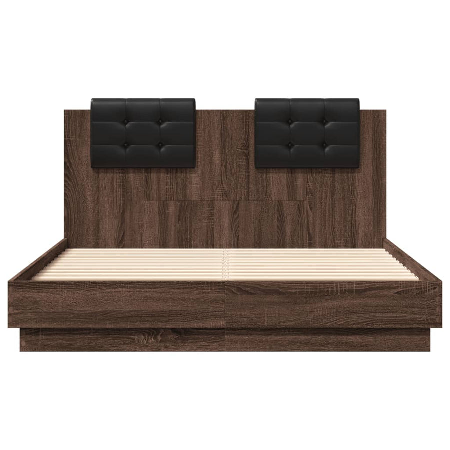 Bedframe met hoofdeinde bruin eikenkleurig 120x190 cm