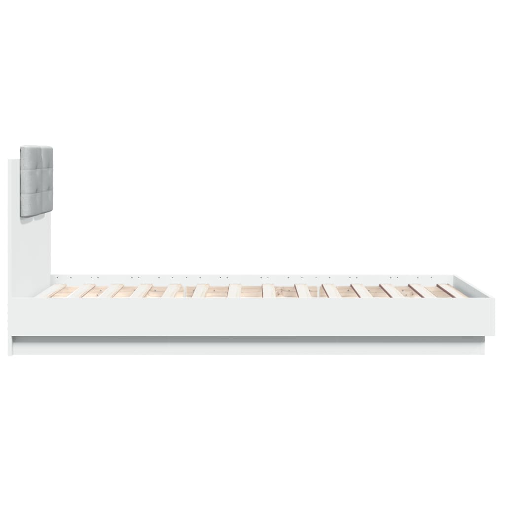 Bedframe Met Hoofdeinde Bewerkt Hout Wit 90X190 Cm