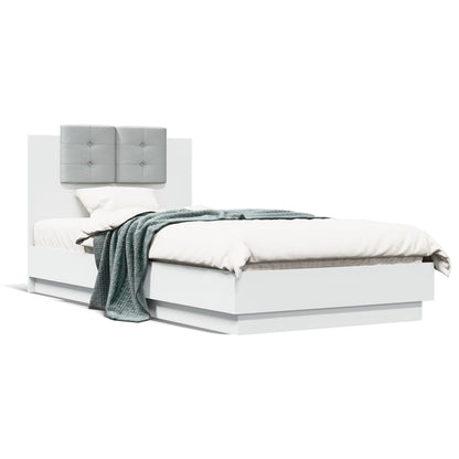 Bedframe Met Hoofdeinde Bewerkt Hout Wit 90X190 Cm