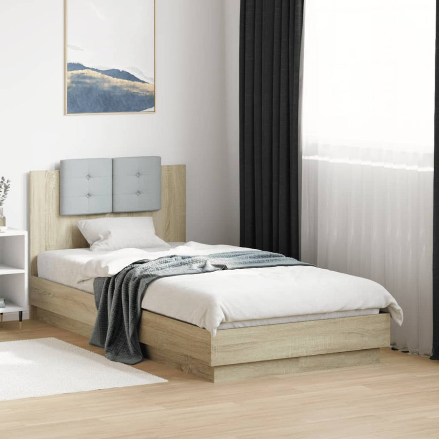 Bedframe Met Hoofdeinde Bewerkt Hout Sonoma Eiken 90X190 Cm