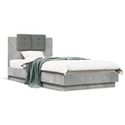 Bed frame with headboard carved wood concrete gray 90x190 cm