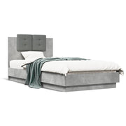 Bedframe 90x190 cm bewerkt hout betongrijs