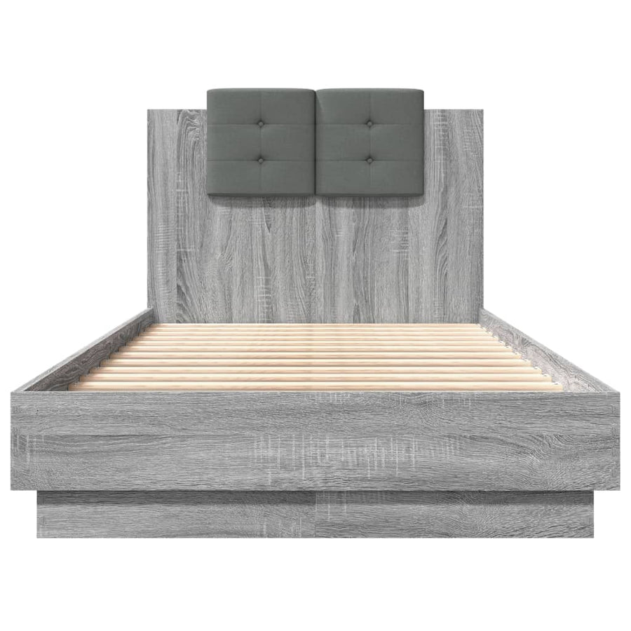 Bedframe Met Hoofdeinde Bewerkt Hout Grijs Sonoma 90X190 Cm