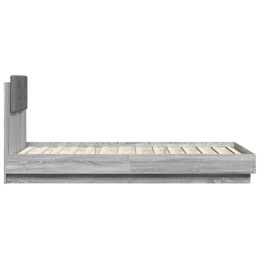 Bedframe Met Hoofdeinde Bewerkt Hout Grijs Sonoma 90X190 Cm