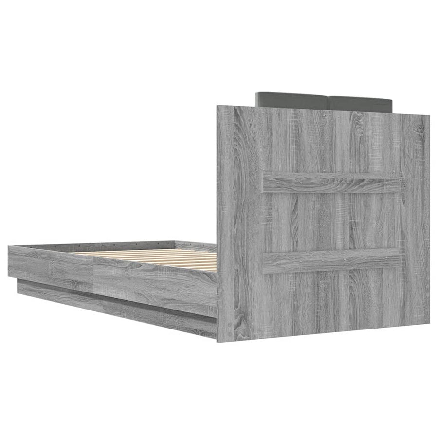 Bedframe Met Hoofdeinde Bewerkt Hout Grijs Sonoma 90X190 Cm