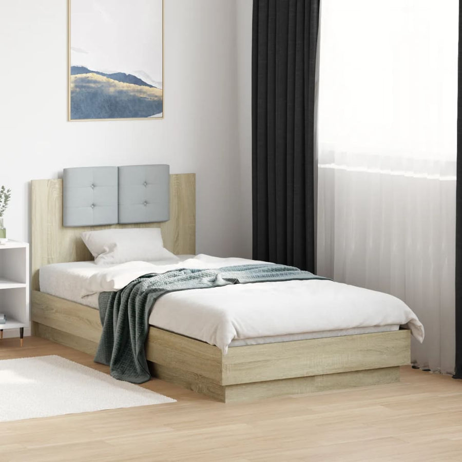 Bedframe Met Hoofdbord Bewerkt Hout Sonoma Eiken 75X190 Cm