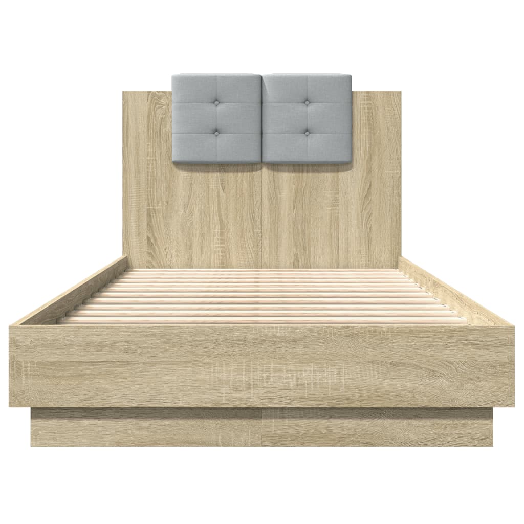 Bedframe Met Hoofdbord Bewerkt Hout Sonoma Eiken 75X190 Cm