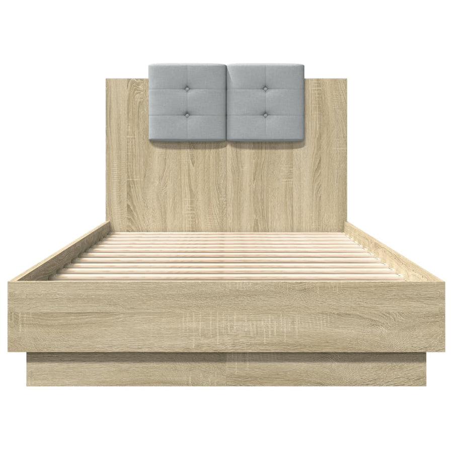 Bedframe Met Hoofdbord Bewerkt Hout Sonoma Eiken 75X190 Cm