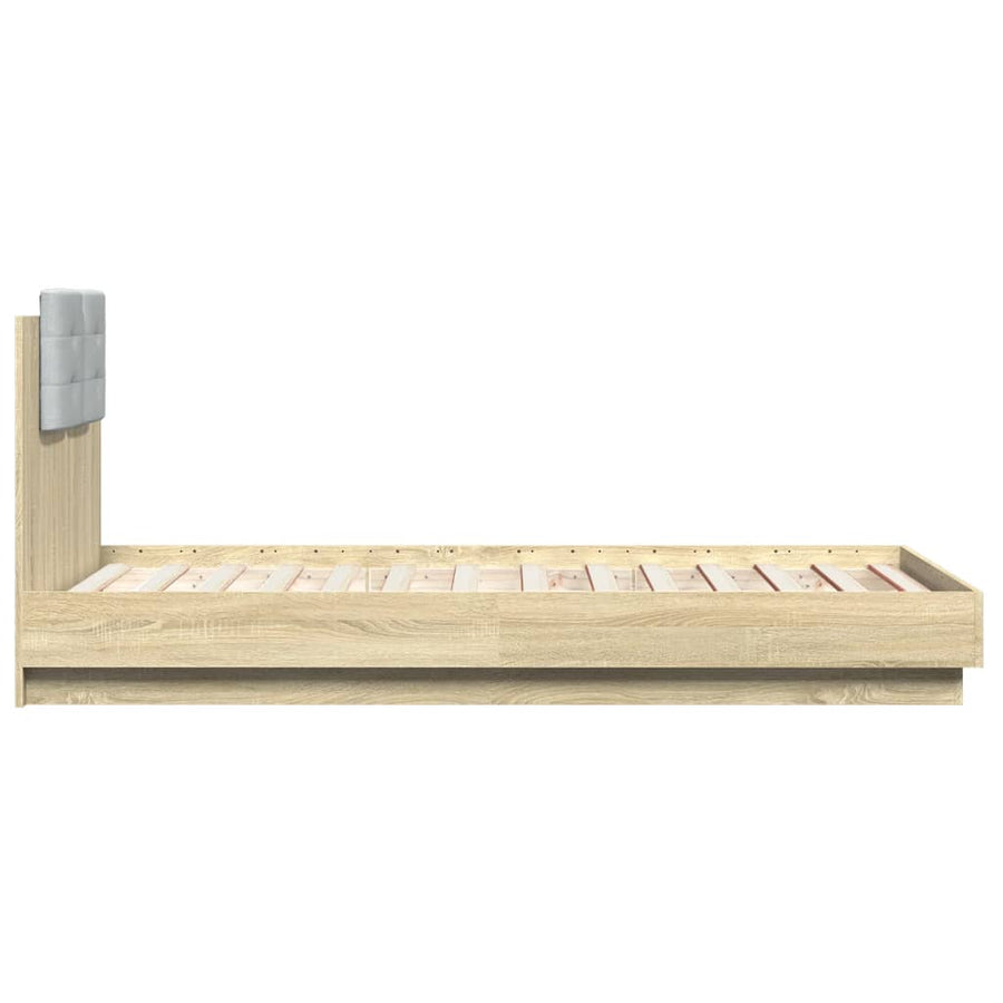 Bedframe Met Hoofdbord Bewerkt Hout Sonoma Eiken 75X190 Cm