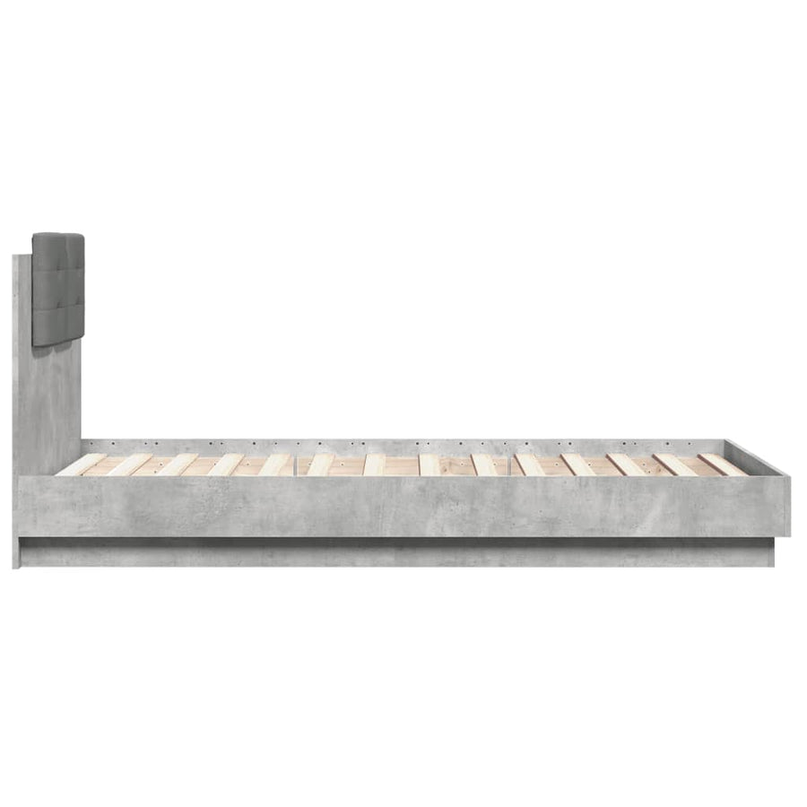 Bedframe Met Hoofdbord Bewerkt Hout Betongrijs 75X190 Cm
