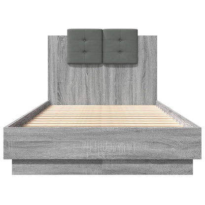 Bedframe Met Hoofdbord Bewerkt Hout Grijs Sonoma 75X190 Cm