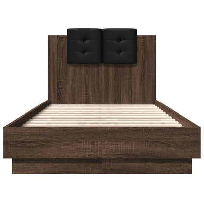 Bedframe Met Hoofdbord Bewerkt Hout Bruineikenkleurig 75X190 Cm