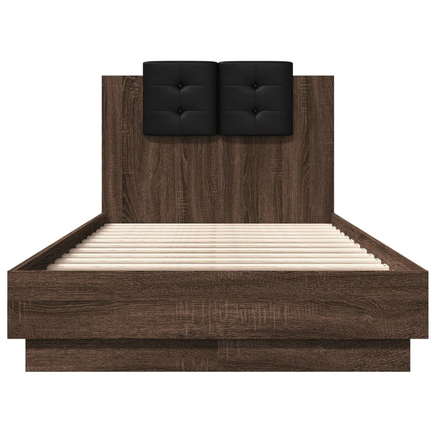 Bedframe Met Hoofdbord Bewerkt Hout Bruineikenkleurig 75X190 Cm